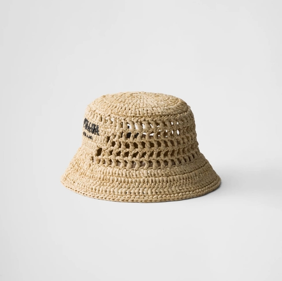 Prada Raffia Crotcheted Bucket Hat. NWT - Picture 2 of 6